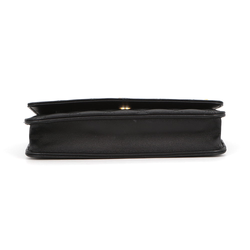 CHANEL Matelasse Egypt Bag Charm Chain Wallet Black Lambskin