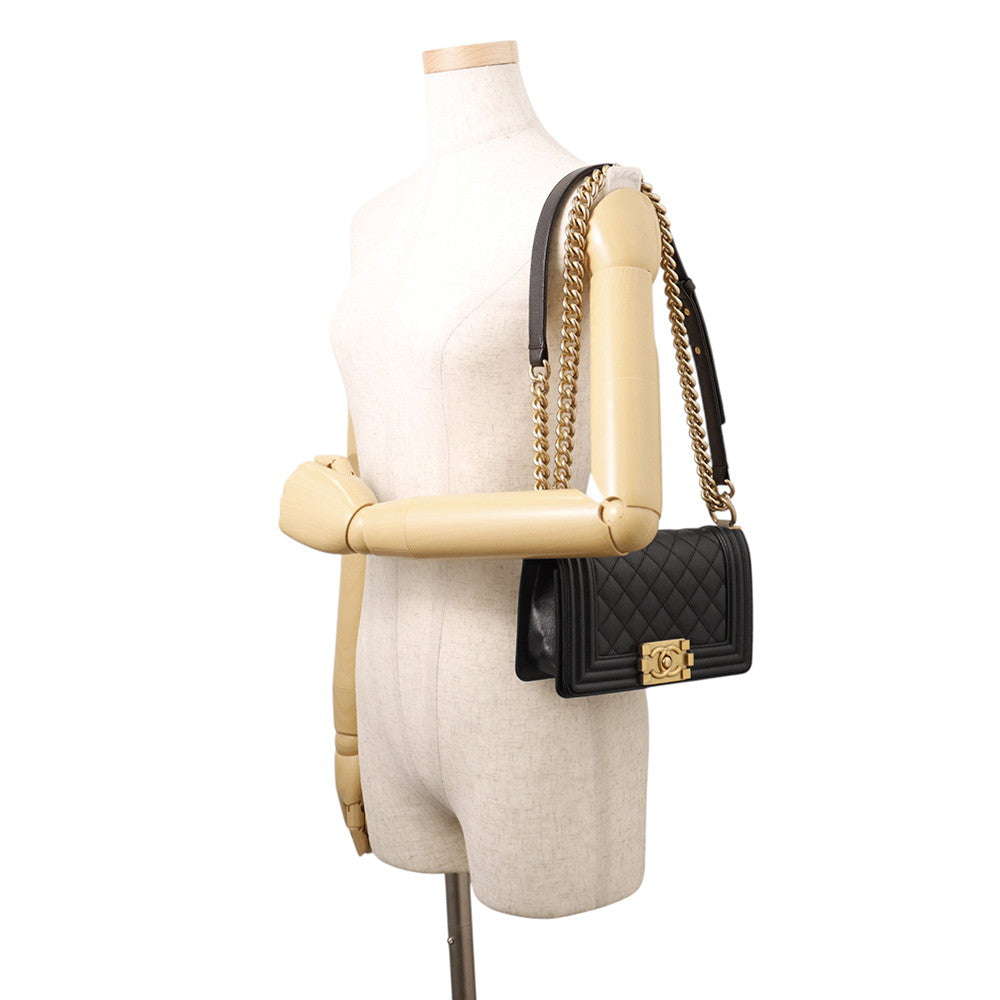 CHANEL Boy Chanel ChainShoulder Bag BlackA67085 Caviar Leather Size 20