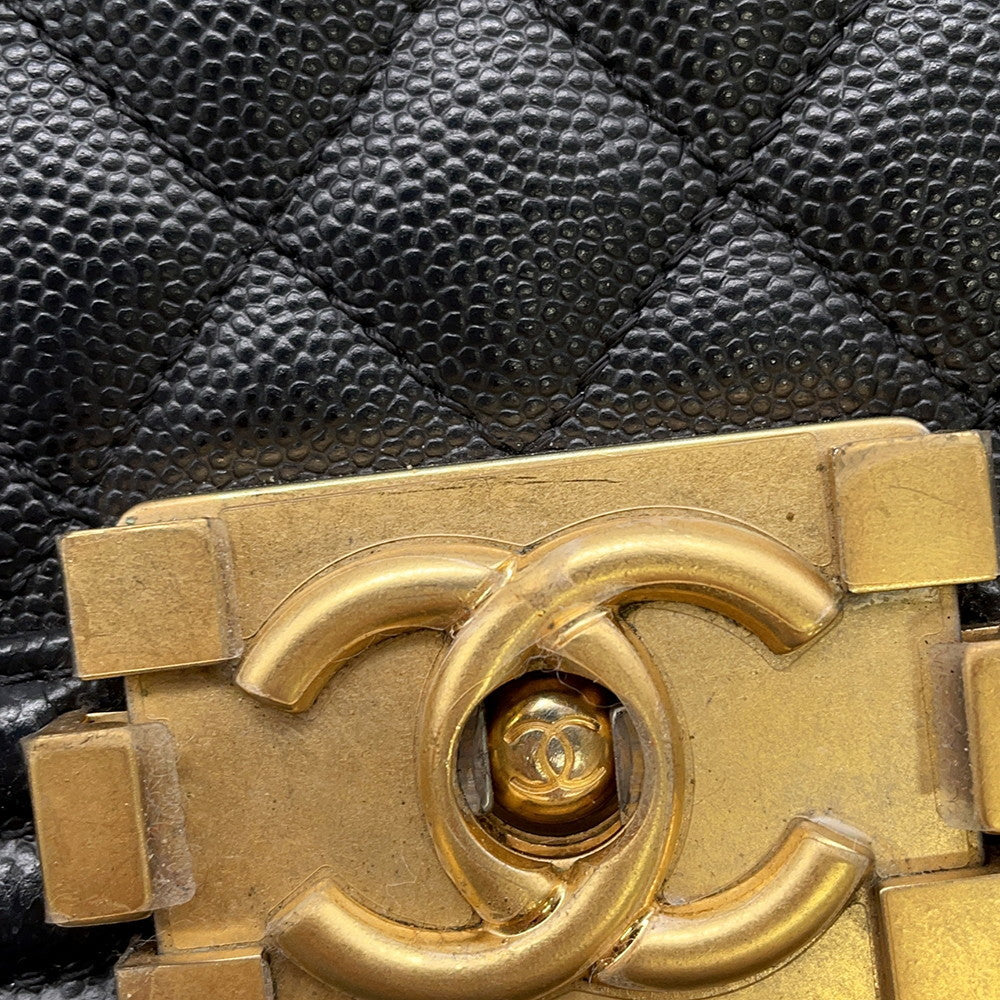 CHANEL Boy Chanel ChainShoulder Bag BlackA67085 Caviar Leather Size 20