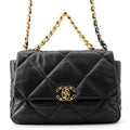 CHANEL CHANEL19 CHANEL19 Matelasse Shoulder Bag BlackAS1161 Shiny Lambskin