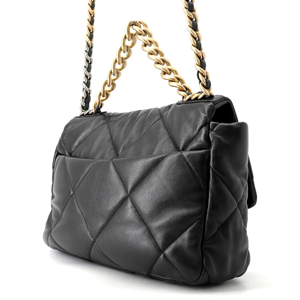 CHANEL CHANEL19 CHANEL19 Matelasse Shoulder Bag BlackAS1161 Shiny Lambskin