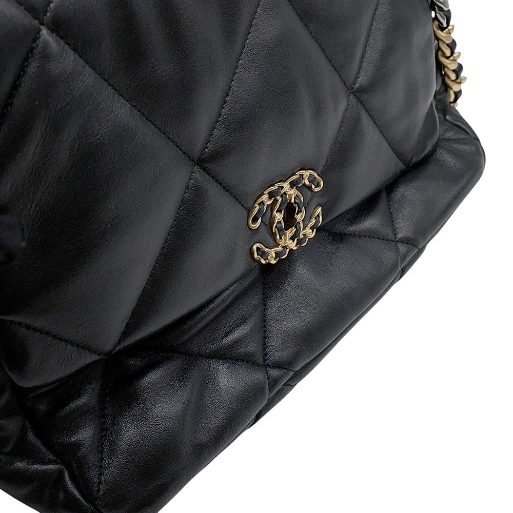 CHANEL CHANEL19 CHANEL19 Matelasse Shoulder Bag BlackAS1161 Shiny Lambskin