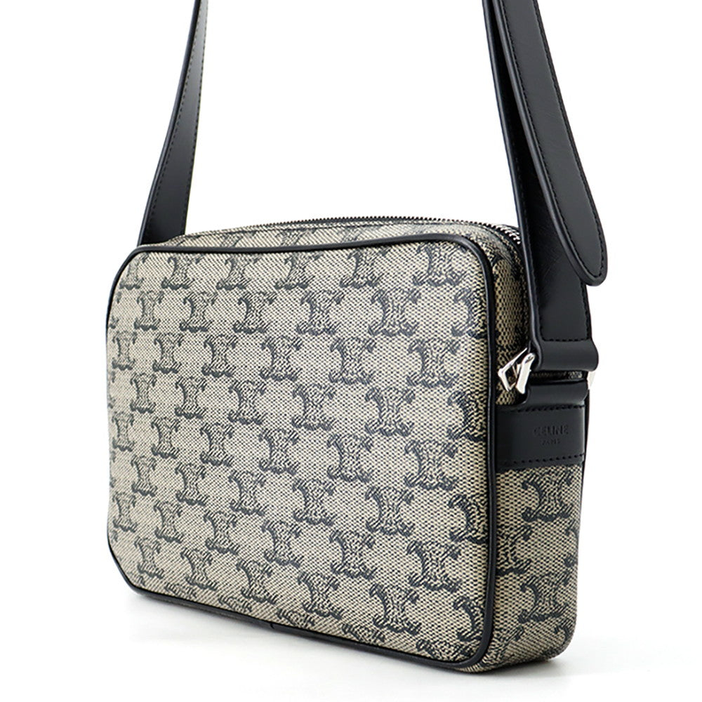 CELINE Triomphe Shoulder Bag Gray/Black194502 PVC Leather