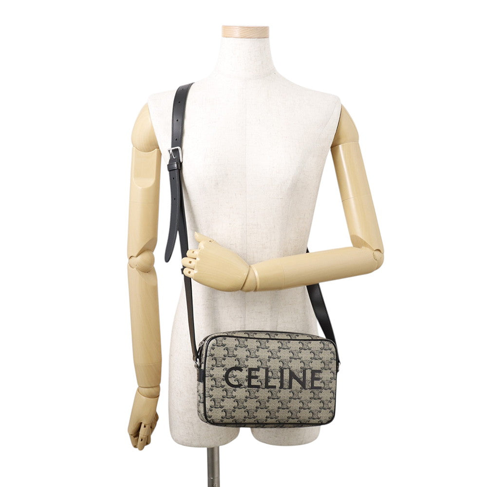 CELINE Triomphe Shoulder Bag Gray/Black194502 PVC Leather