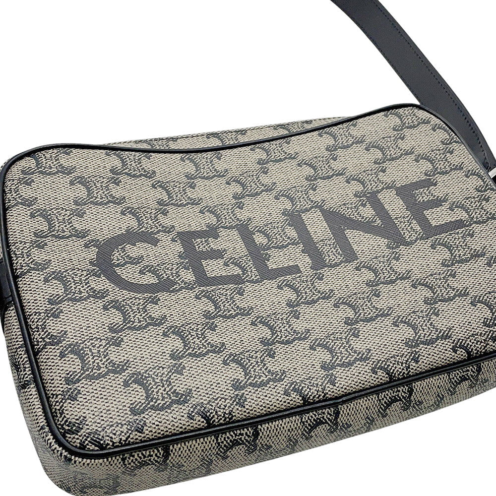 CELINE Triomphe Shoulder Bag Gray/Black194502 PVC Leather