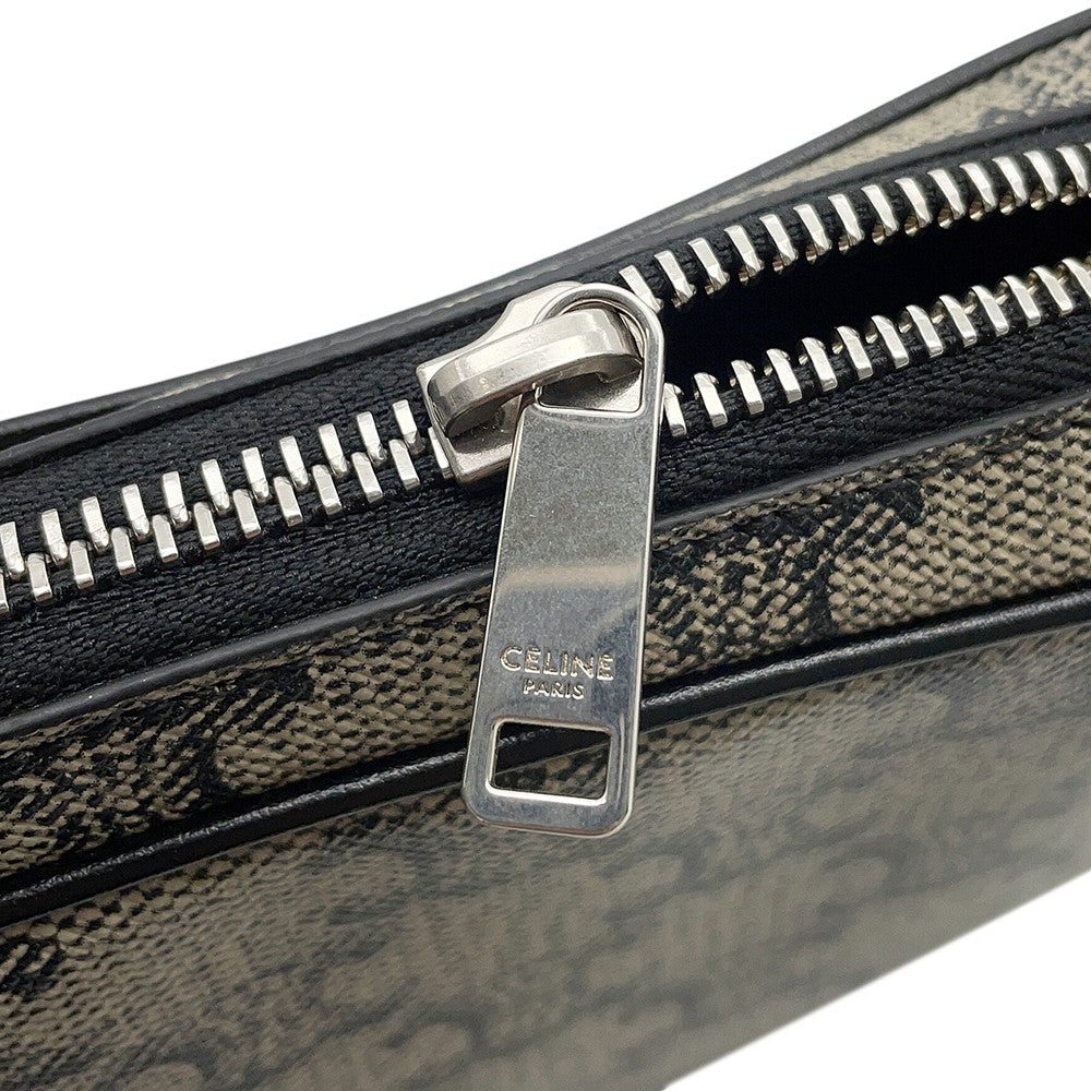 CELINE Triomphe Shoulder Bag Gray/Black194502 PVC Leather