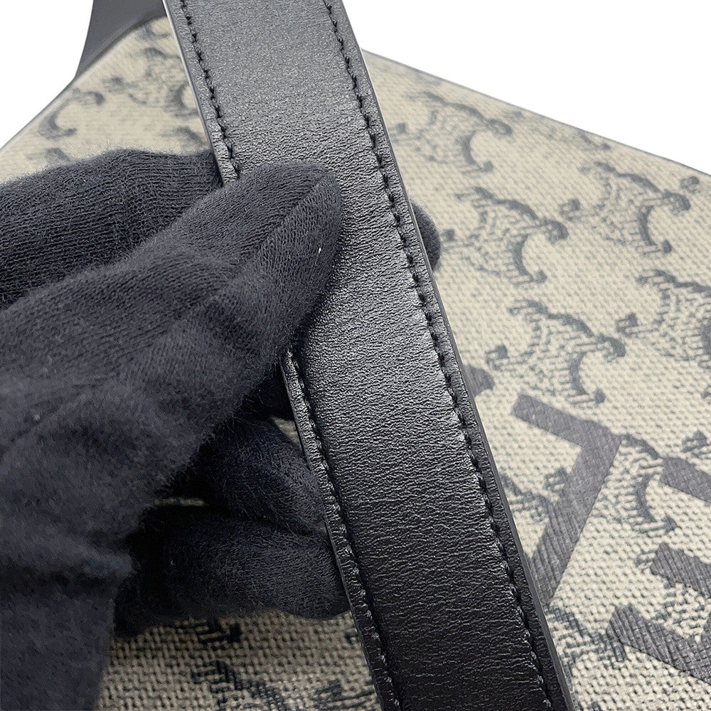 CELINE Triomphe Shoulder Bag Gray/Black194502 PVC Leather