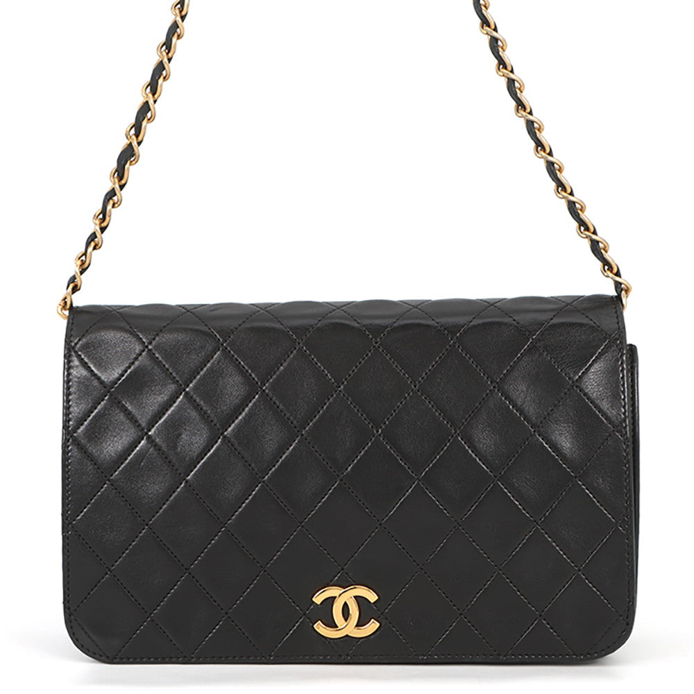 CHANEL Matelasse Push Lock ChainShoulder Bag Black Lambskin