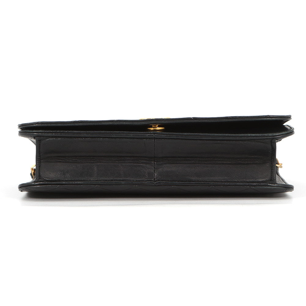 CHANEL Matelasse Push Lock ChainShoulder Bag Black Lambskin