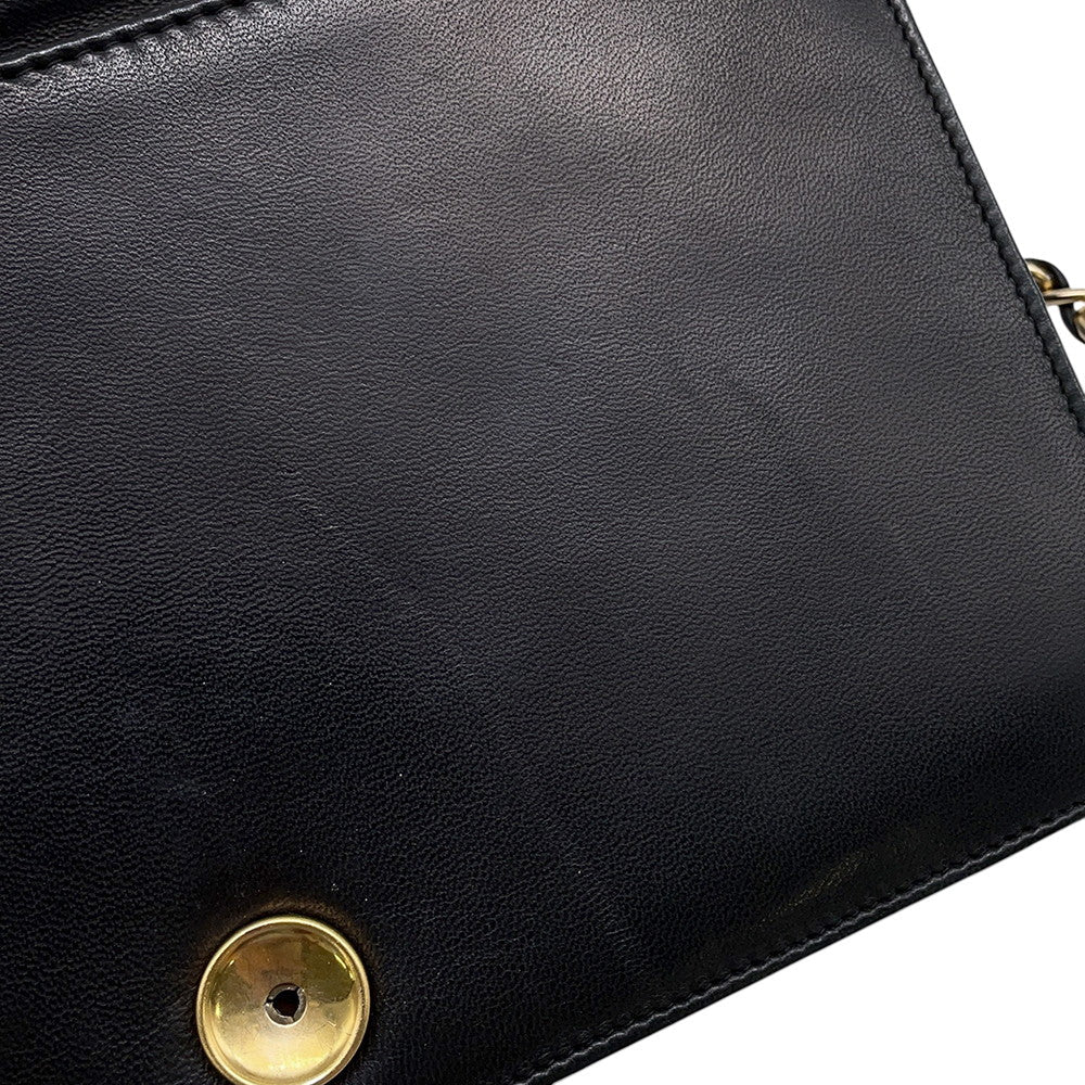 CHANEL Matelasse Push Lock ChainShoulder Bag Black Lambskin
