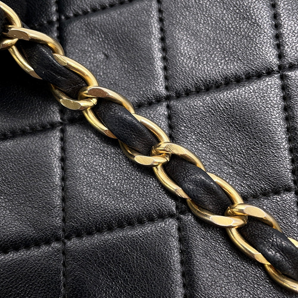 CHANEL Matelasse Push Lock ChainShoulder Bag Black Lambskin