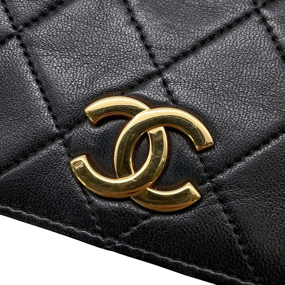 CHANEL Matelasse Push Lock ChainShoulder Bag Black Lambskin