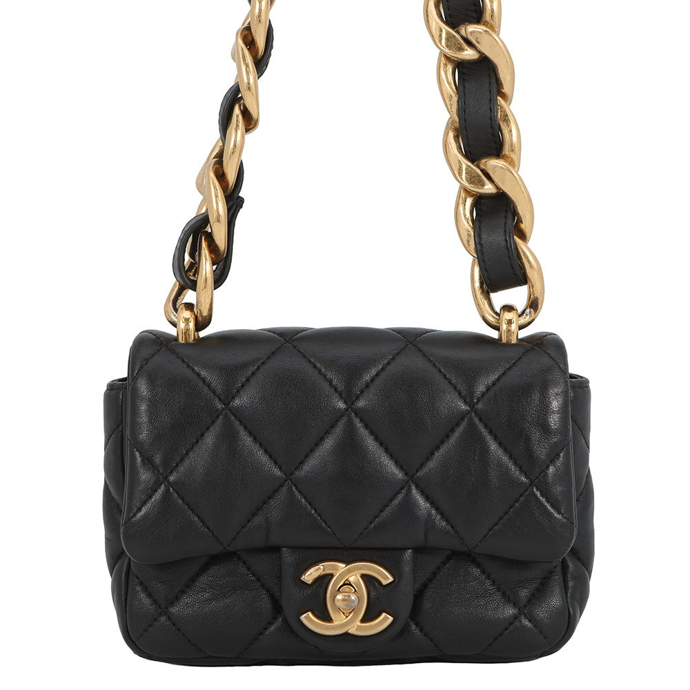 CHANEL Matelasse Chain Shoulder Bag BlackAS3214 Leather