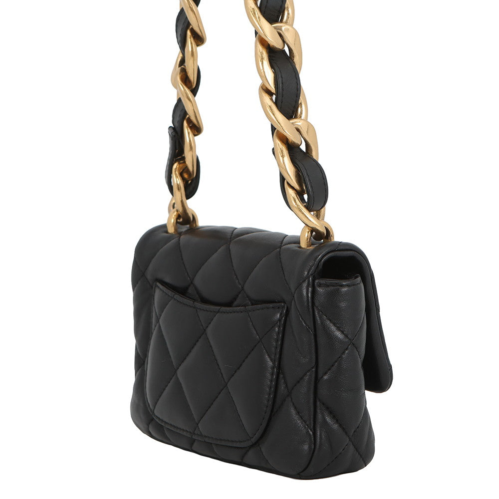 CHANEL Matelasse Chain Shoulder Bag BlackAS3214 Leather