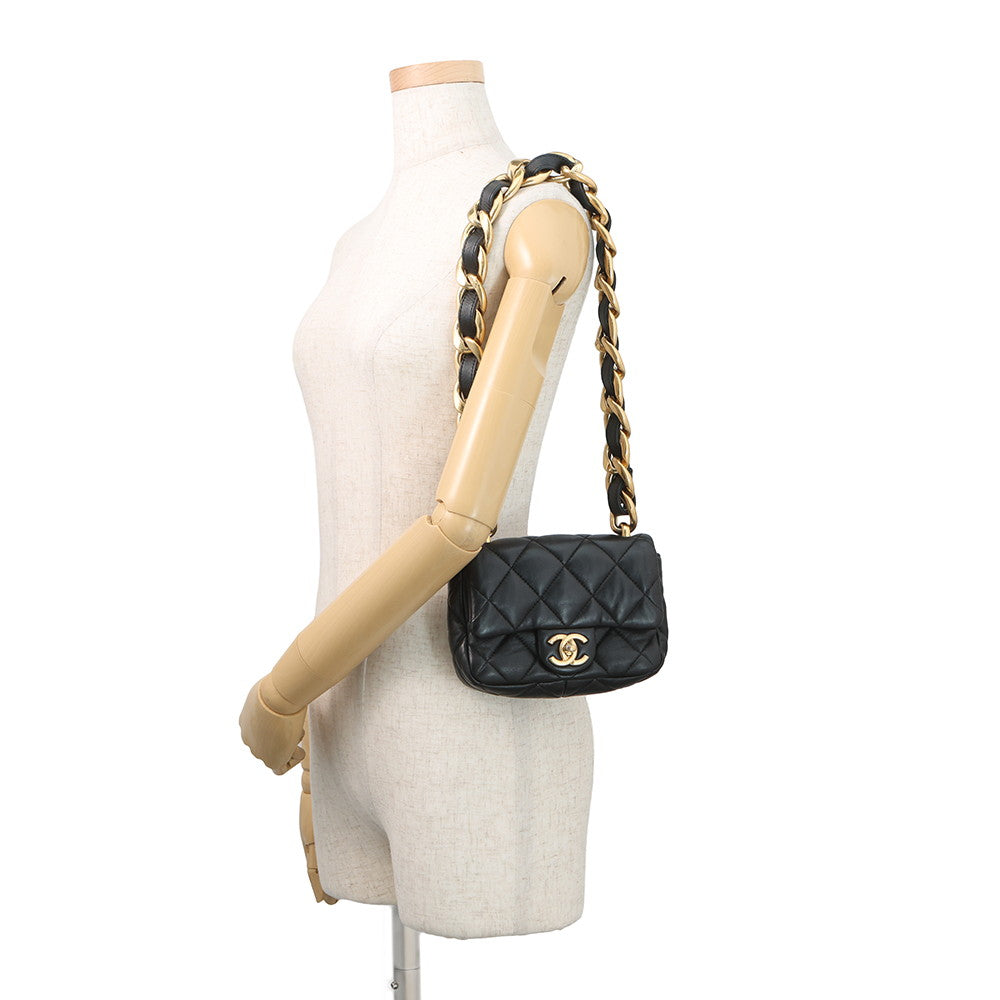 CHANEL Matelasse Chain Shoulder Bag BlackAS3214 Leather