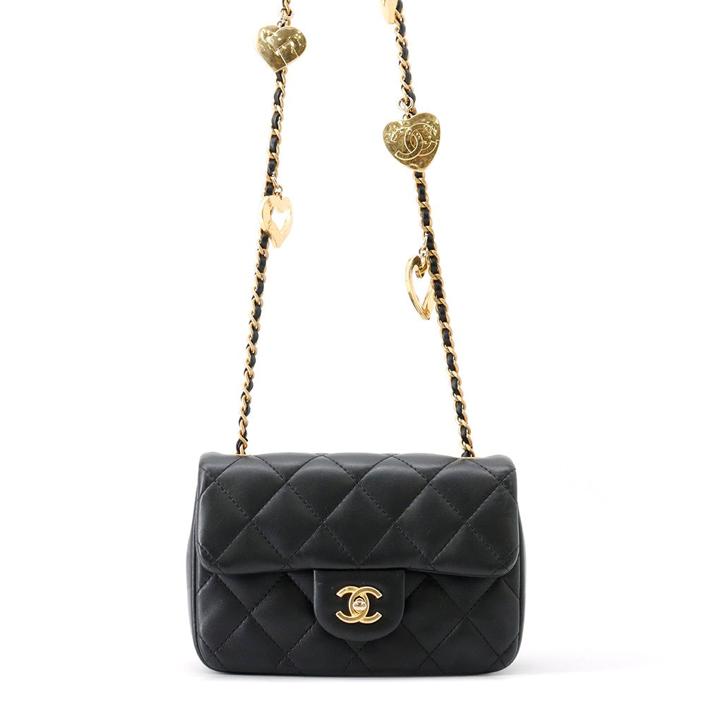 CHANEL Matelasse Chain Shoulder Bag BlackAS3456 Lambskin Size Mini
