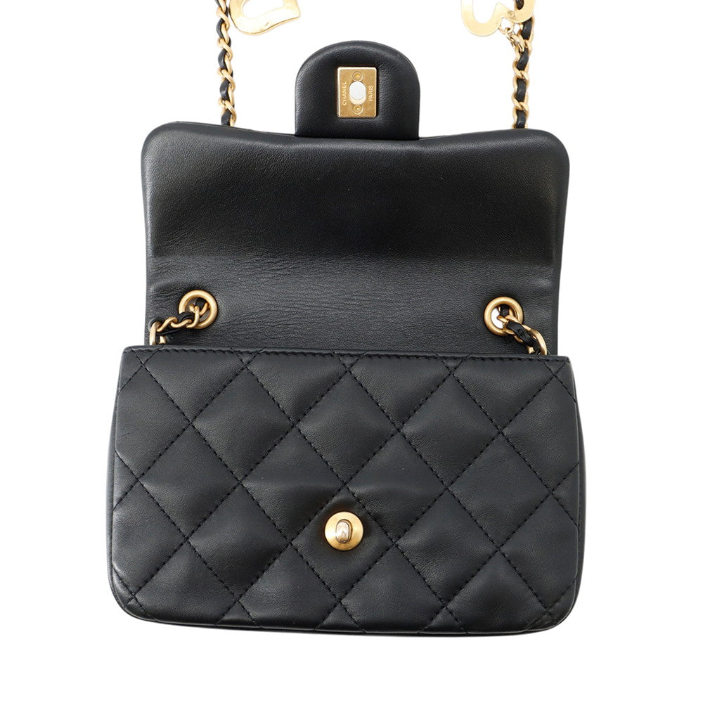 CHANEL Matelasse Chain Shoulder Bag BlackAS3456 Lambskin Size Mini
