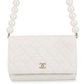 CHANEL Matelasse Pearl Wallet WhiteAP1841 Lambskin