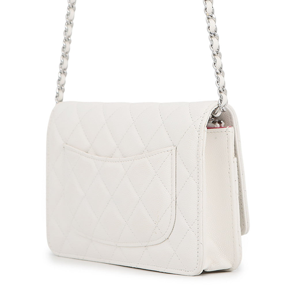 CHANEL Matelasse Chain wallet WhiteAP3709 Caviar Leather