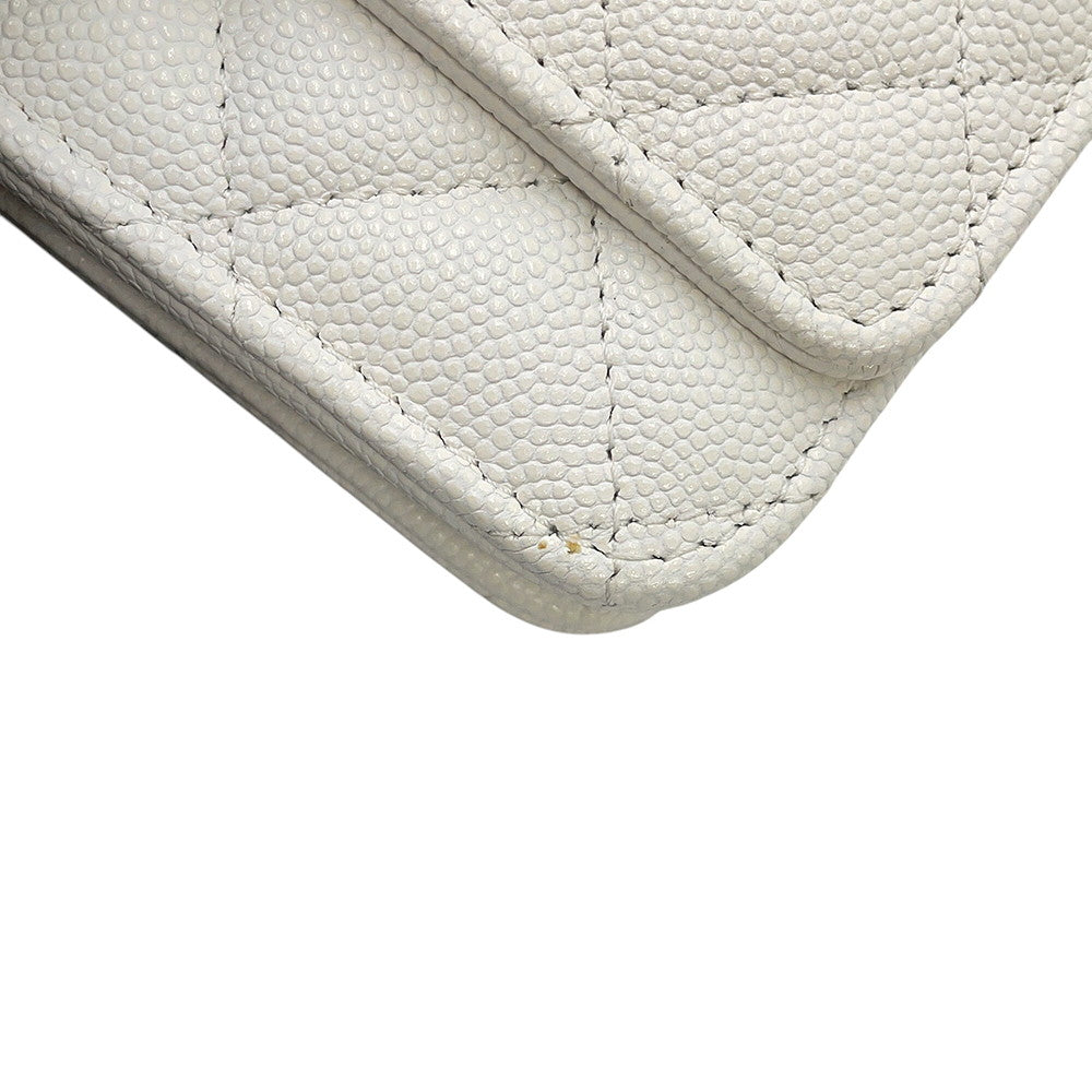 CHANEL Matelasse Chain wallet WhiteAP3709 Caviar Leather