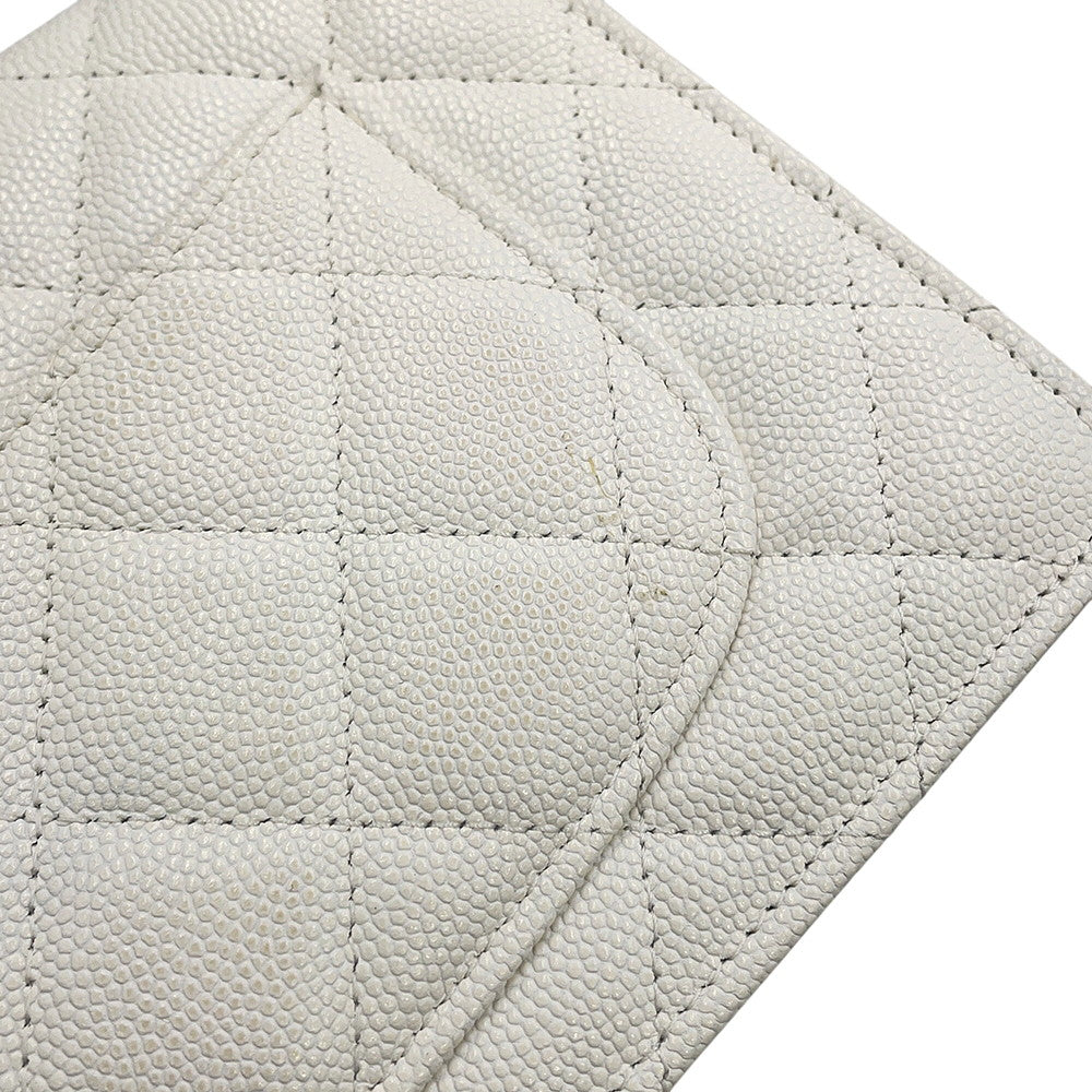 CHANEL Matelasse Chain wallet WhiteAP3709 Caviar Leather