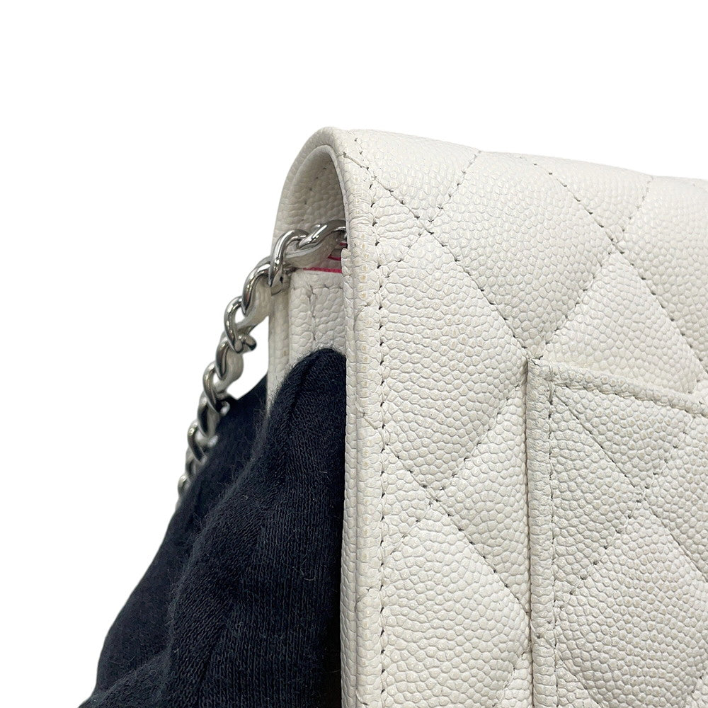 CHANEL Matelasse Chain wallet WhiteAP3709 Caviar Leather