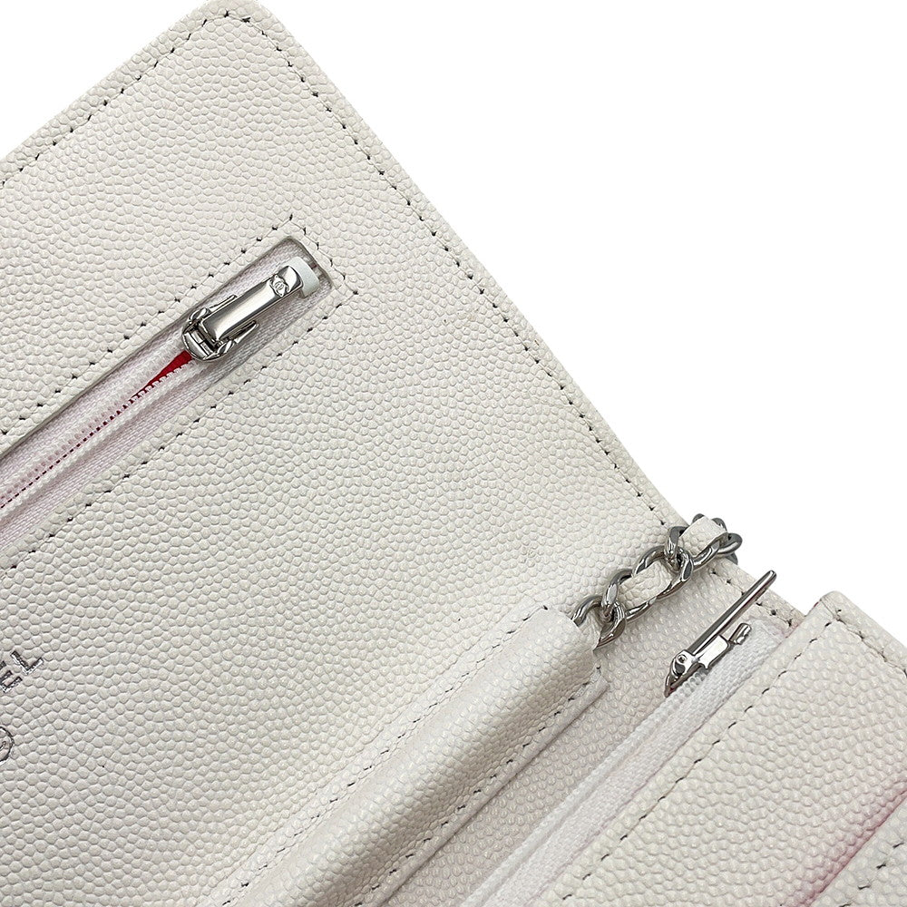 CHANEL Matelasse Chain wallet WhiteAP3709 Caviar Leather