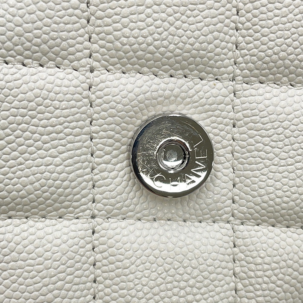 CHANEL Matelasse Chain wallet WhiteAP3709 Caviar Leather