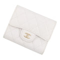CHANEL Matelasse Timeless Classics Tri-fold Wallet WhiteAP0229 Caviar Leather