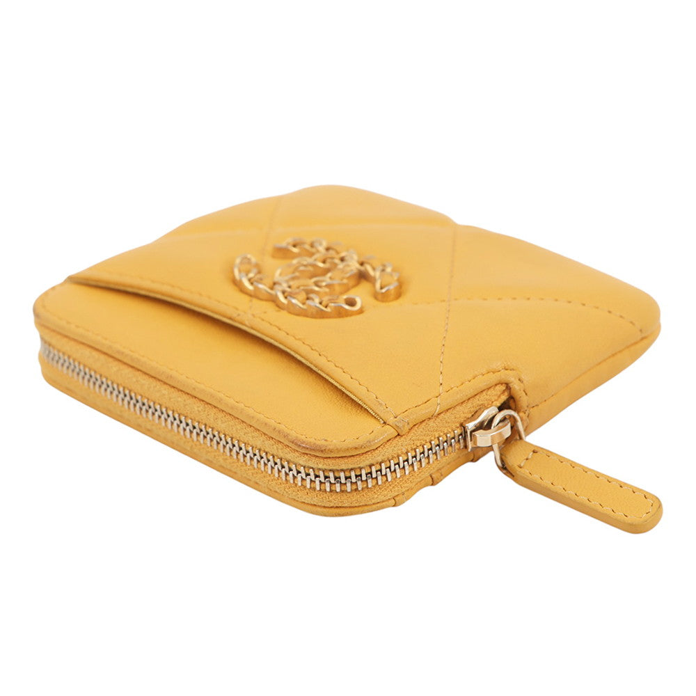 CHANEL Matelasse 19 Coin purse YellowAP2086 Lambskin