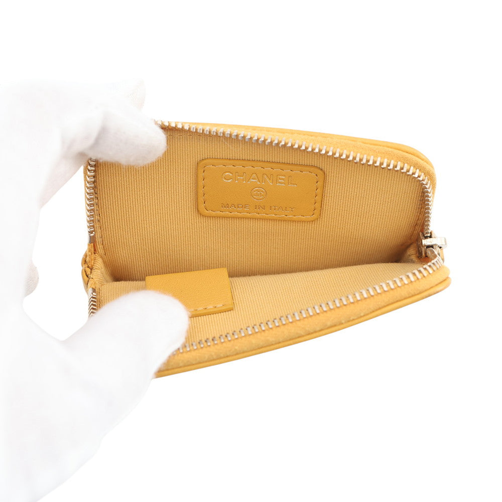 CHANEL Matelasse 19 Coin purse YellowAP2086 Lambskin