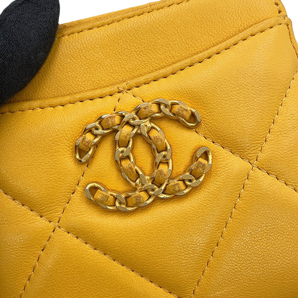 CHANEL Matelasse 19 Coin purse YellowAP2086 Lambskin