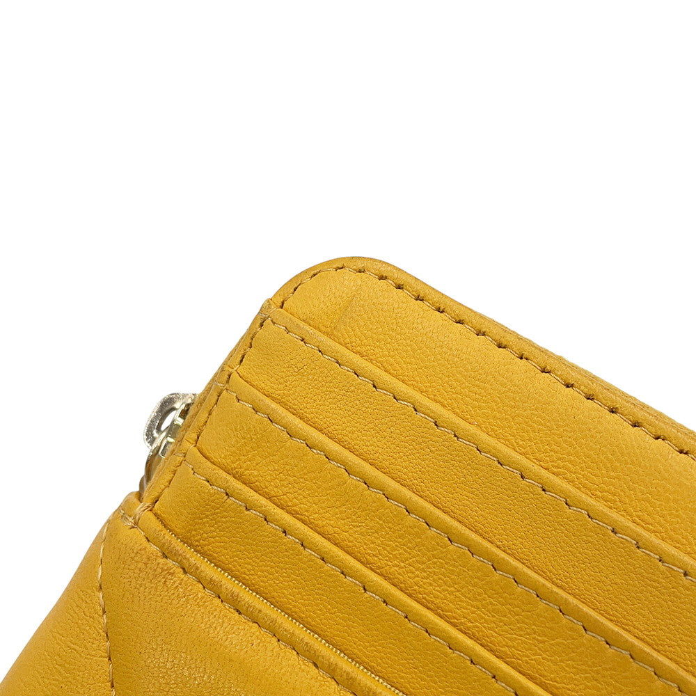 CHANEL Matelasse 19 Coin purse YellowAP2086 Lambskin
