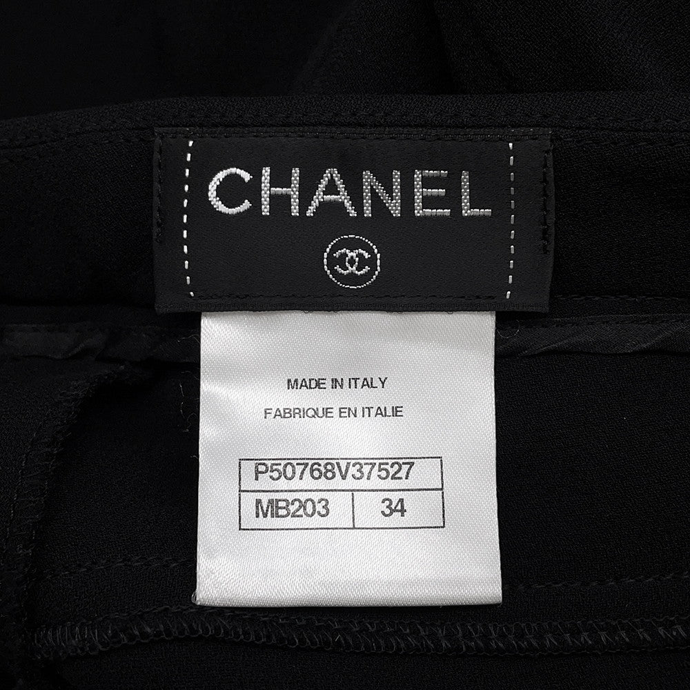 CHANEL Pants Size 34 BlackP50768V37527 Silk100%