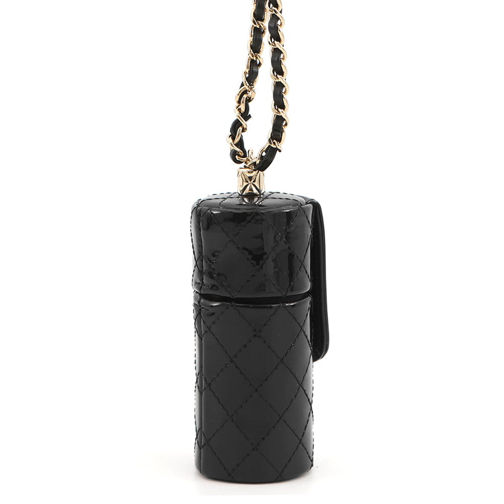 CHANEL Matelasse Lip Case BlackAP1572 Patent Leather