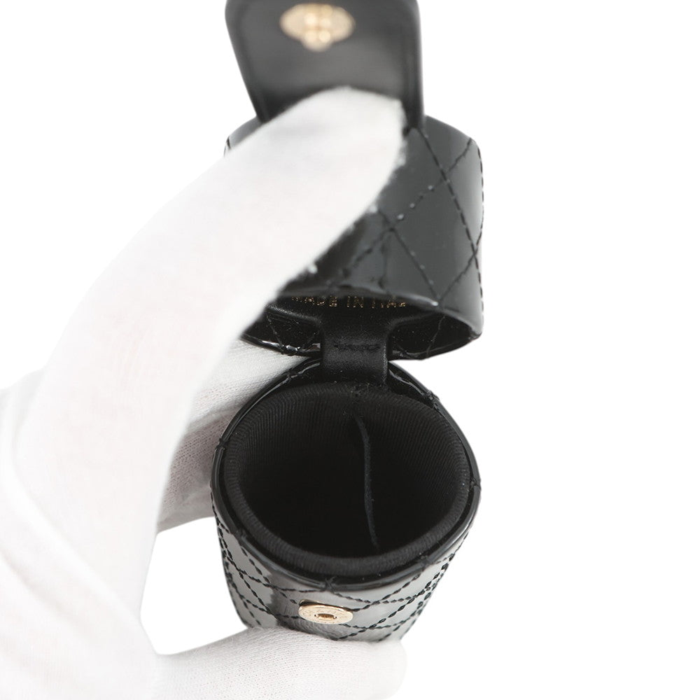 CHANEL Matelasse Lip Case BlackAP1572 Patent Leather