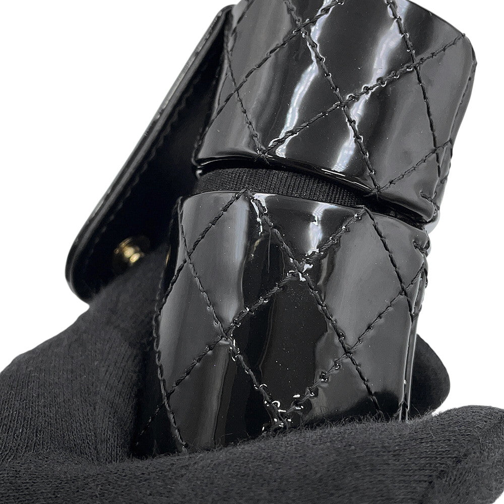 CHANEL Matelasse Lip Case BlackAP1572 Patent Leather