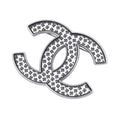CHANEL Clover Pattern CC Logo Brooch Silver/BlackABD399-B16775-NY365 Metal