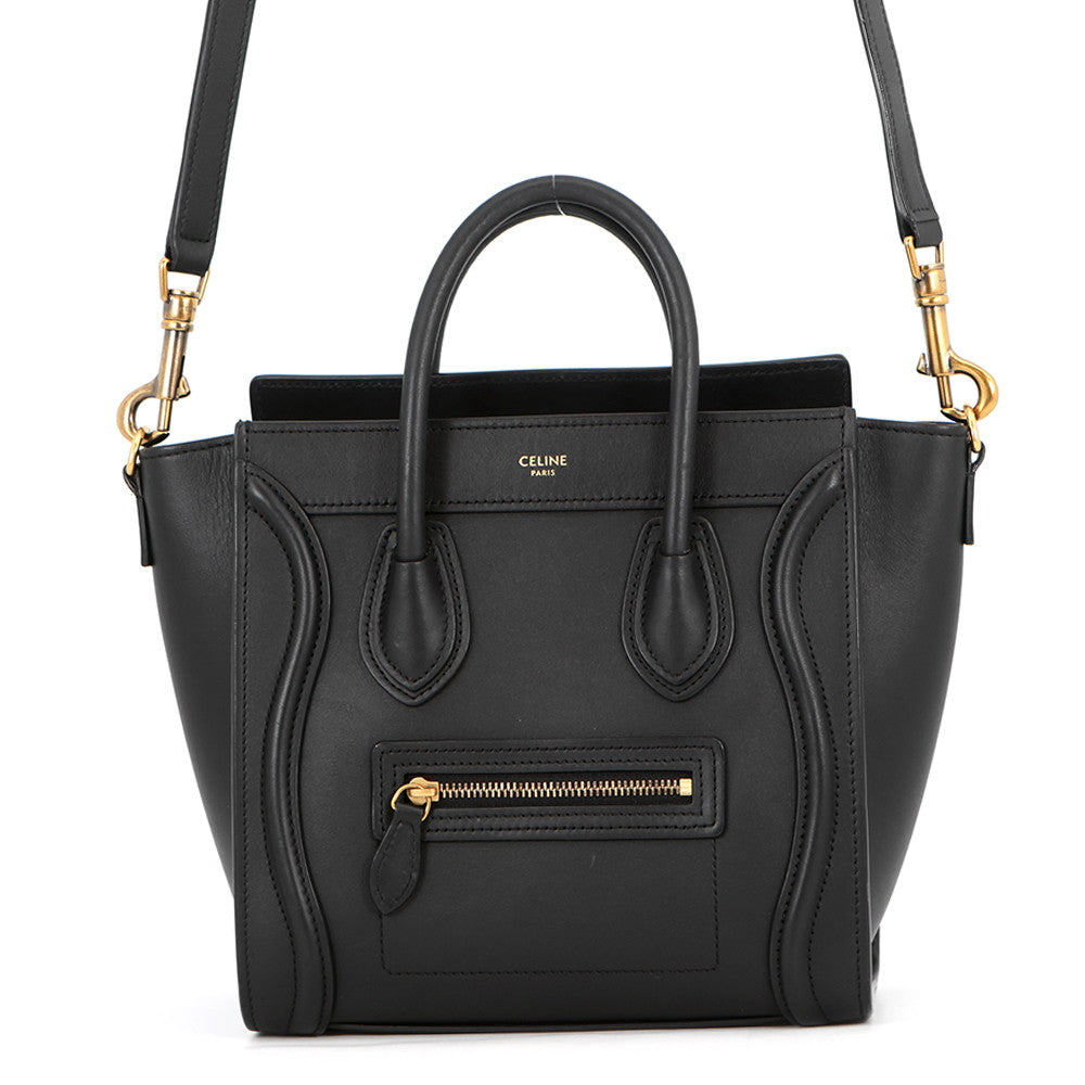 CELINE Luggage shopper Black189243 Smooth Cowhide Leather Size Nano