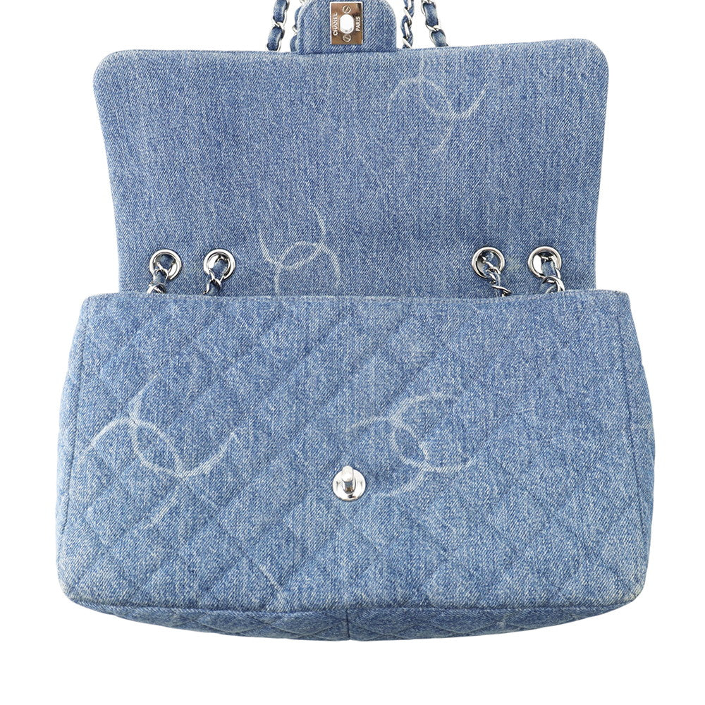 CHANEL CC Logo Matelasse WChainShoulder Blue Denim