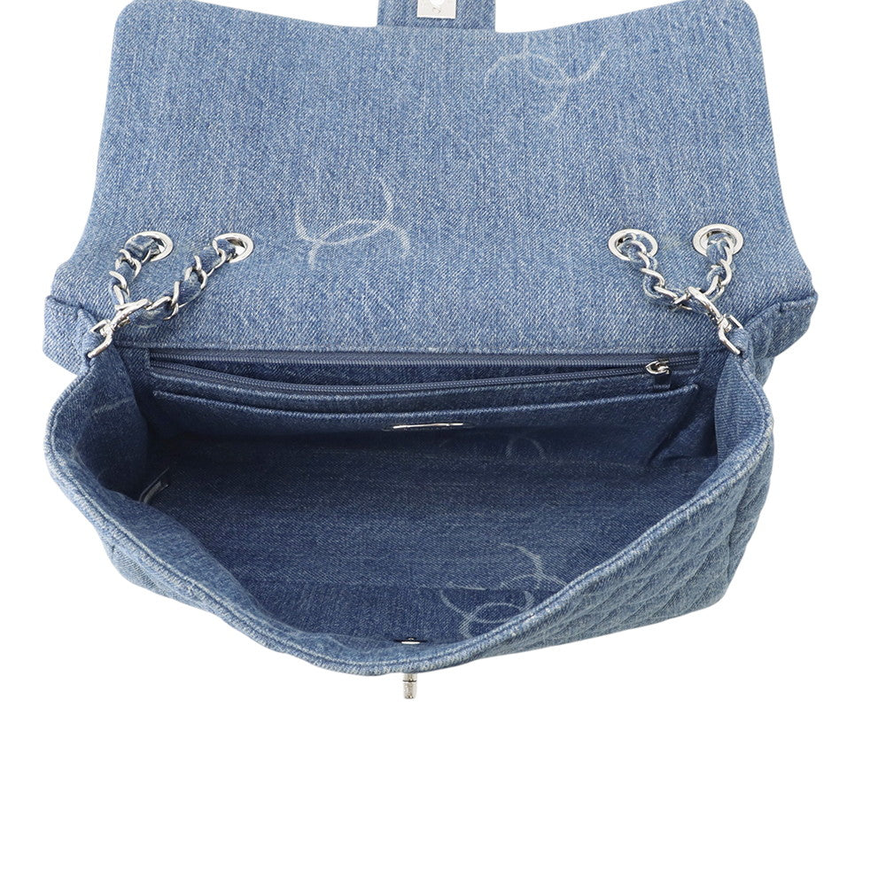 CHANEL CC Logo Matelasse WChainShoulder Blue Denim