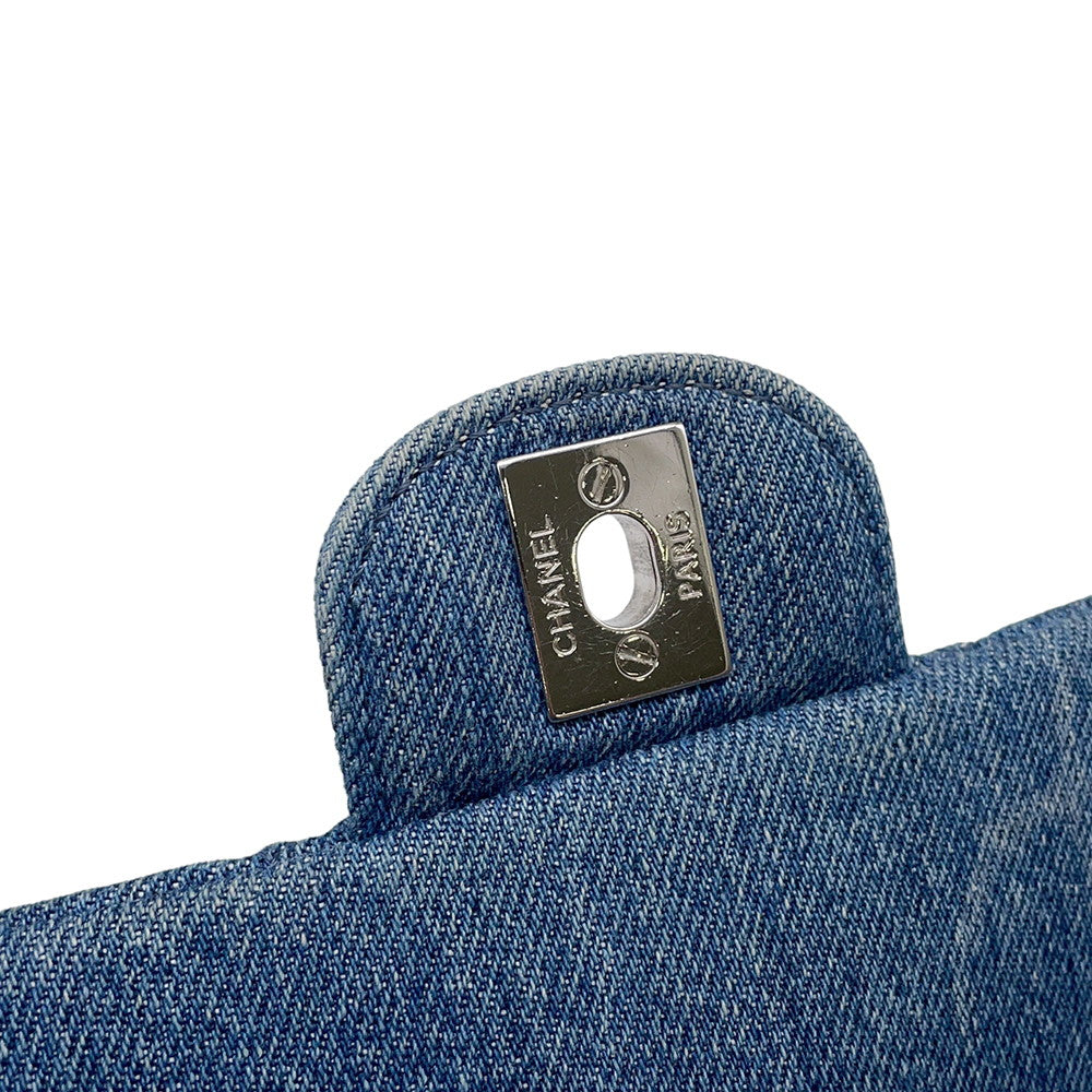 CHANEL CC Logo Matelasse WChainShoulder Blue Denim