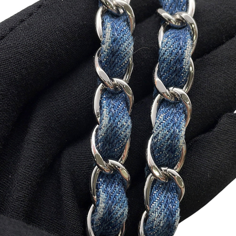 CHANEL CC Logo Matelasse WChainShoulder Blue Denim