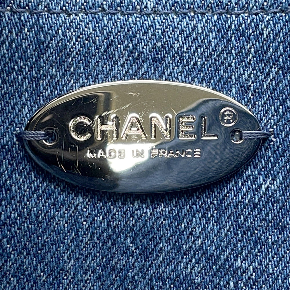CHANEL CC Logo Matelasse WChainShoulder Blue Denim