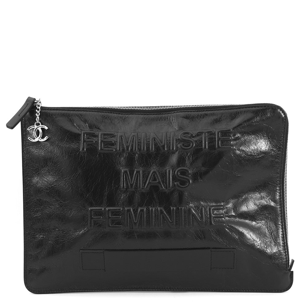 CHANEL Clutch Bag Black Leather