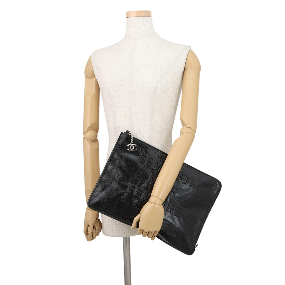 CHANEL Clutch Bag Black Leather