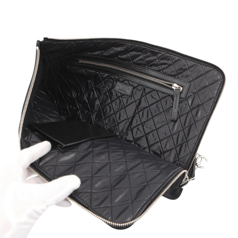 CHANEL Clutch Bag Black Leather