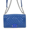 CHANEL Boy Chanel ChainShoulder Bag BlueA67086 Patent Leather Size 25
