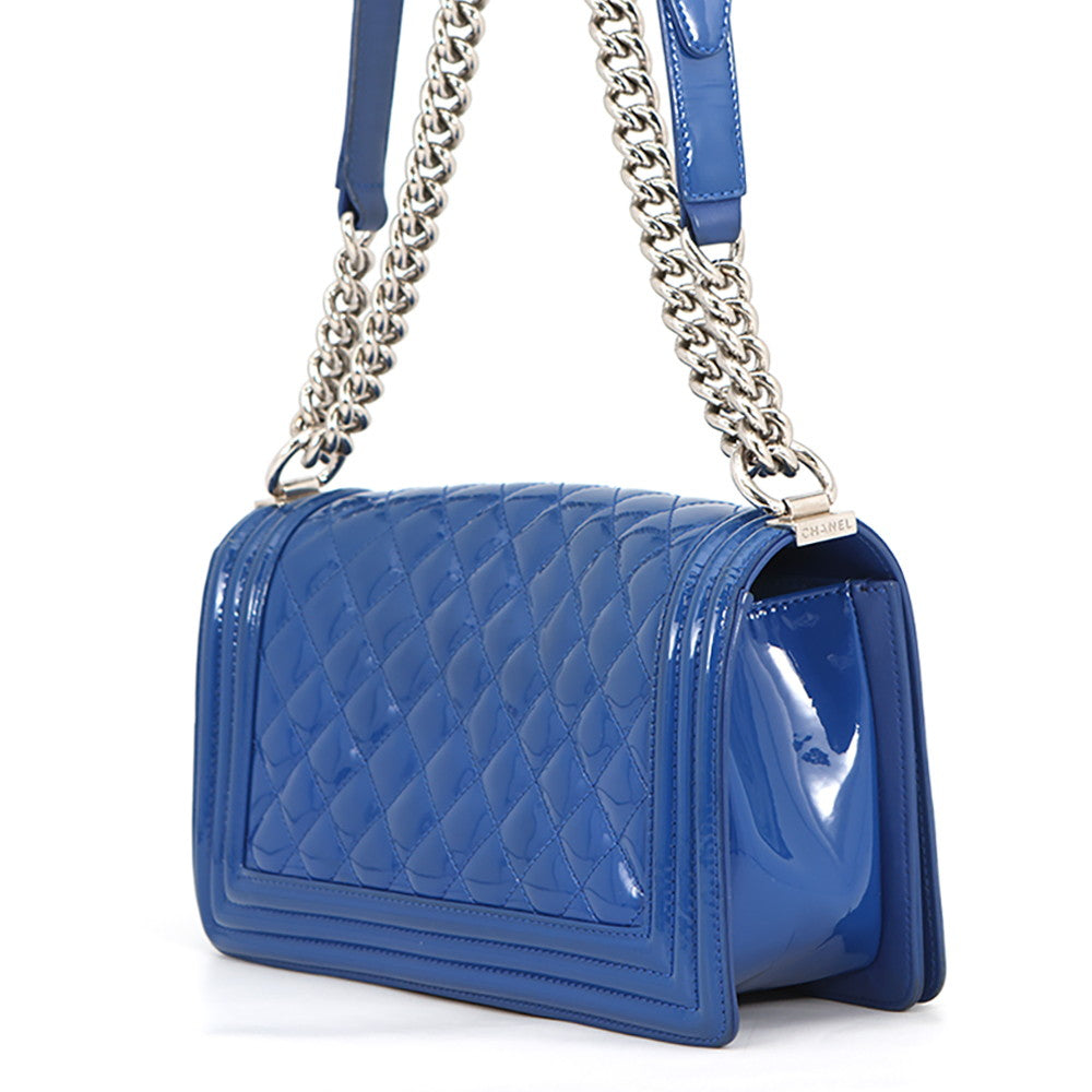 CHANEL Boy Chanel ChainShoulder Bag BlueA67086 Patent Leather Size 25