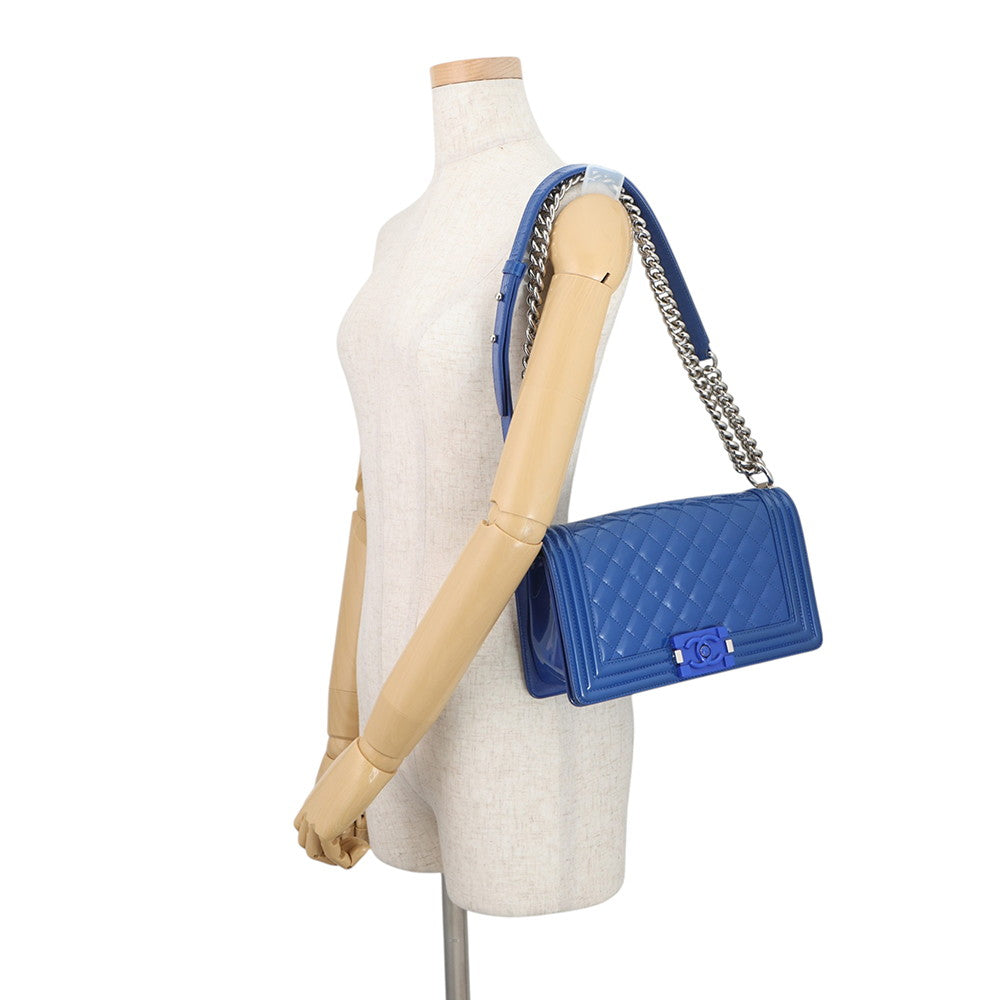 CHANEL Boy Chanel ChainShoulder Bag BlueA67086 Patent Leather Size 25